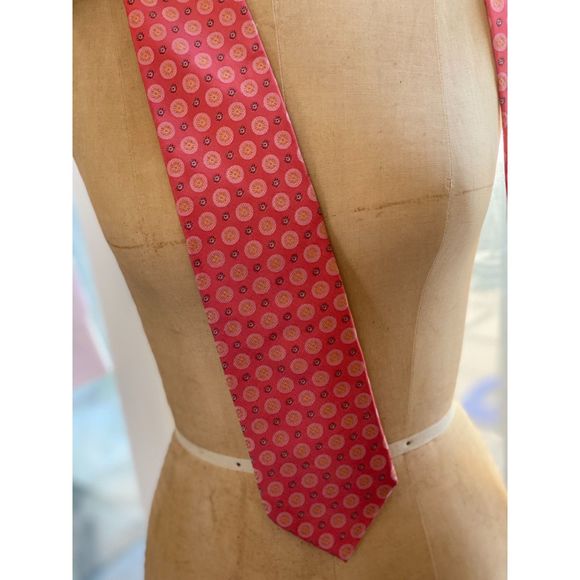 Boss Hugo Boss 100% Silk Pink Coral Daisy Floral Neck Tie Made in Italy - Picture 4 of 6